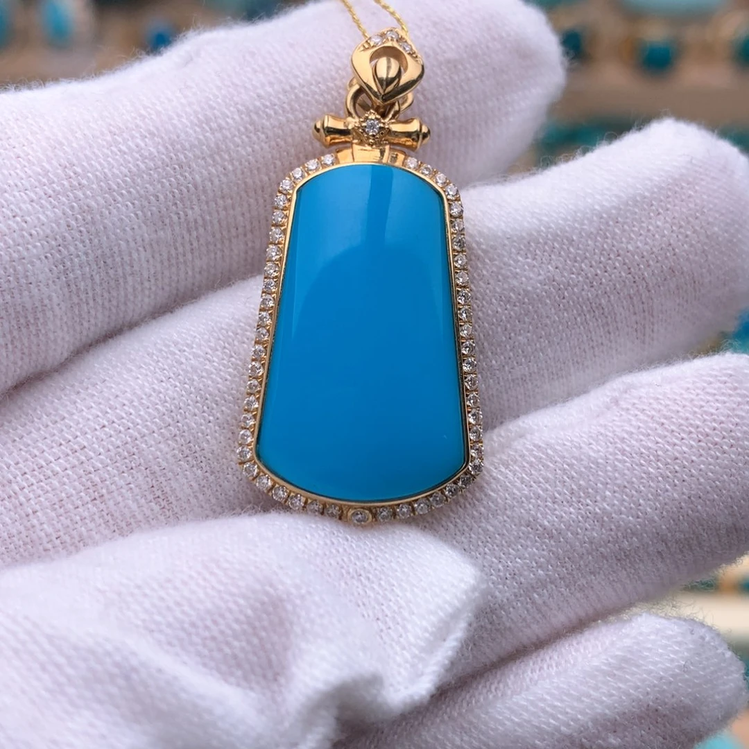 绿松石18K金镶嵌珠宝奇石