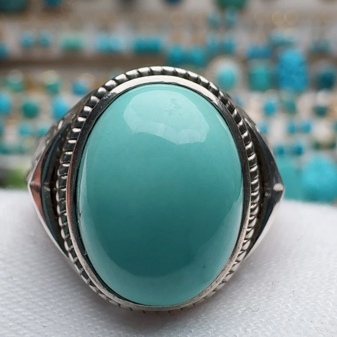 绿松石银S925镶嵌戒指