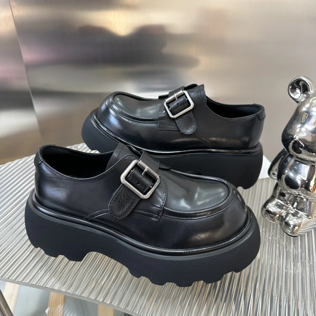 复古小皮鞋女胎牛皮春秋季新款英伦风真皮德比单鞋松糕厚底乐福鞋