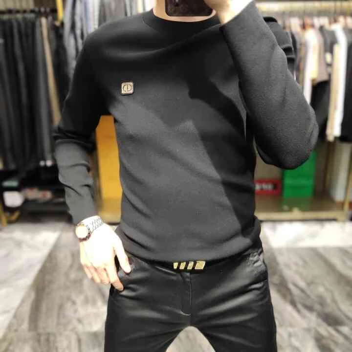 秋冬季新品男针织衫打底修身简约舒适高级感潮流范轻奢风商务百搭