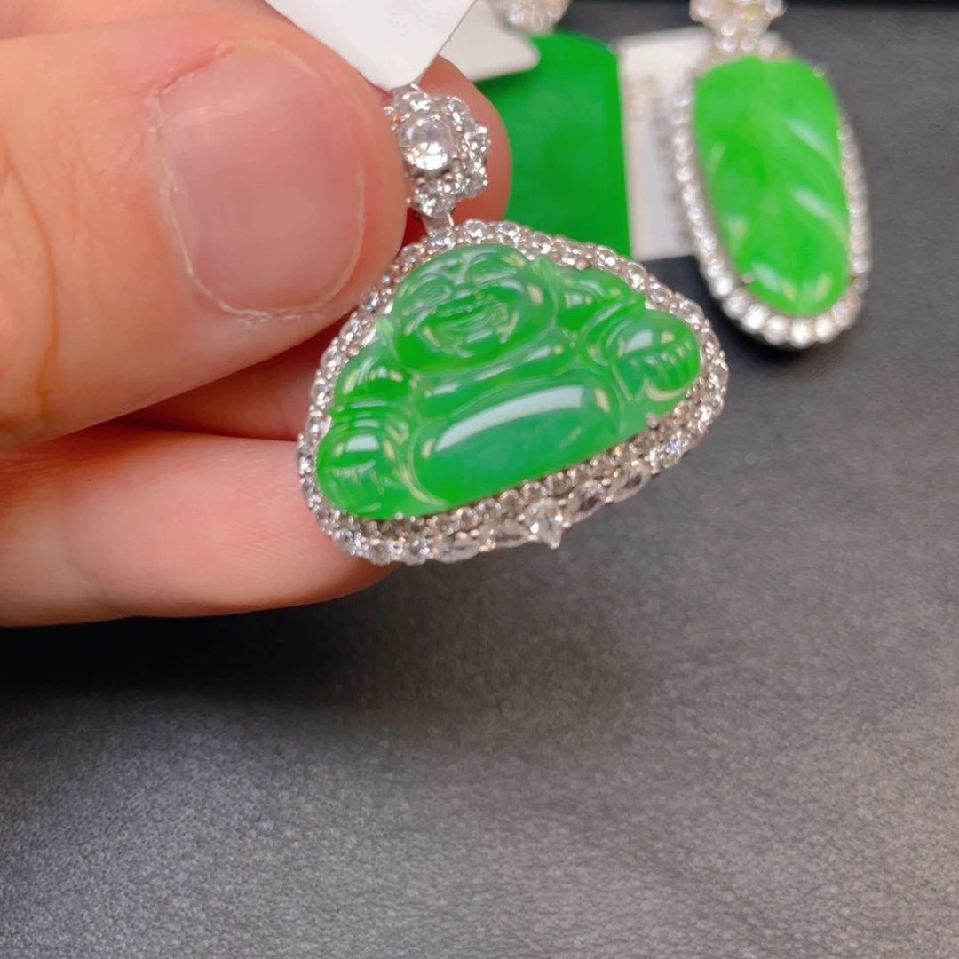 翡翠银S925镶嵌吊坠(不含链)