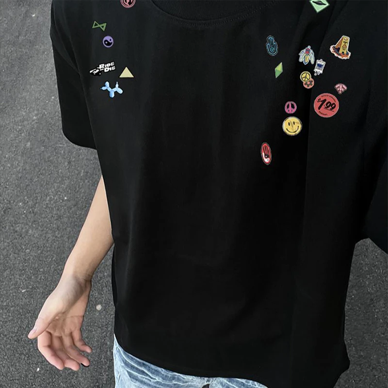 夏季短袖情侣美式休闲重磅纯棉T恤网红男生半袖上衣印花痞帅ins风