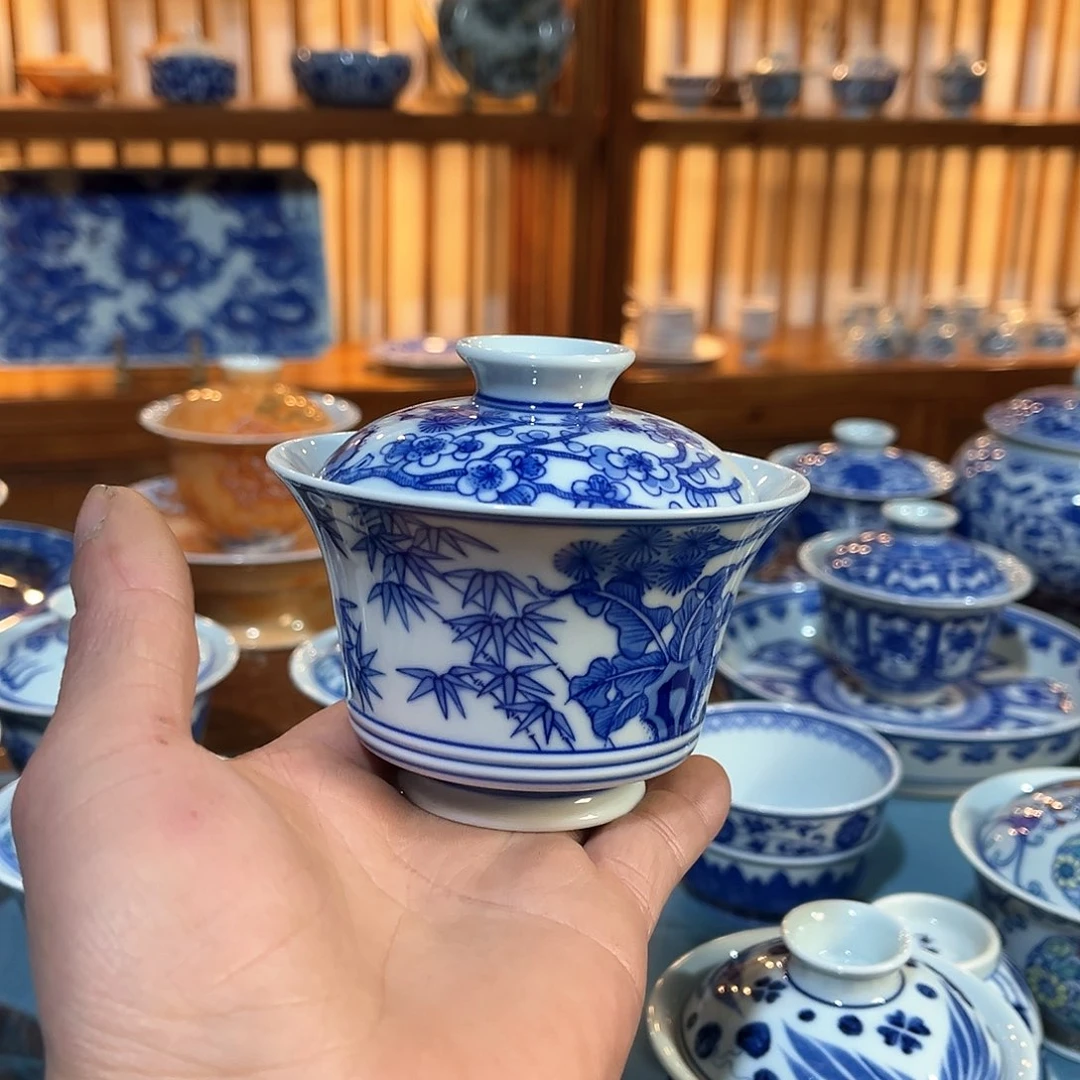 錡镇堂手工手绘盖碗