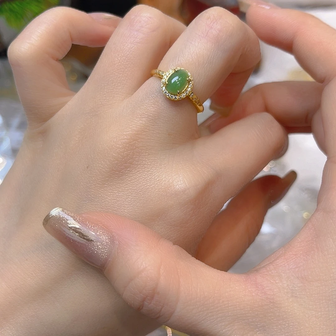 翡翠银S925镶嵌戒指