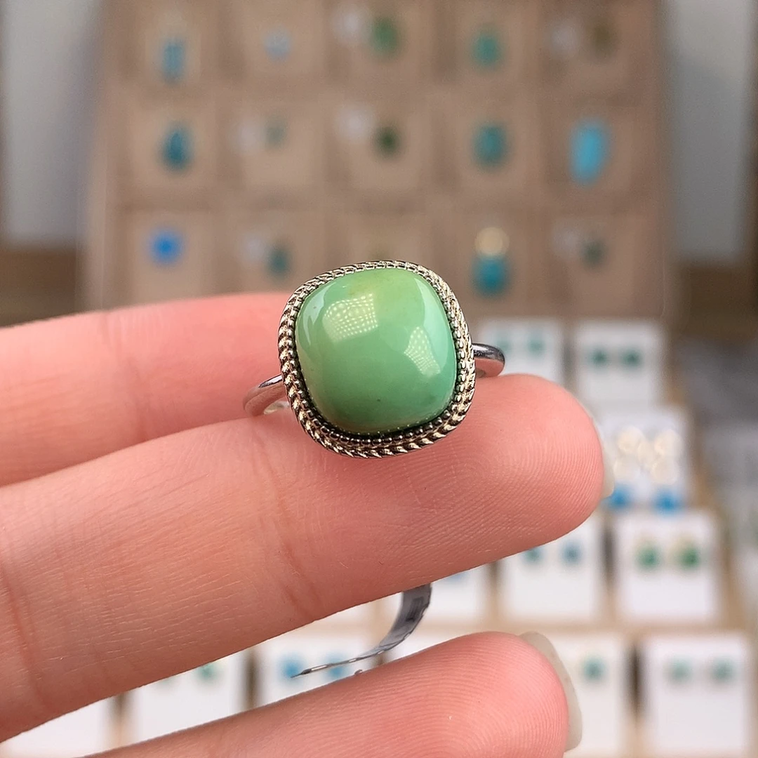 绿松石银S925镶嵌戒指