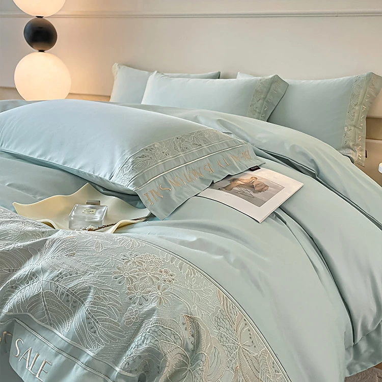 高端母婴级A类180支纯棉四件套全棉刺绣被套床单柔软裸睡床上用品