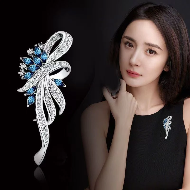 合金胸针 气质胸针女水钻奢华胸花百搭外套开衫别针领针丝巾高颜