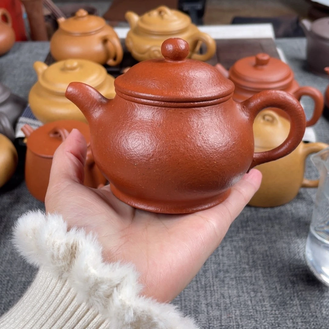紫砂茶壶20目红降坡200潘壶全手
