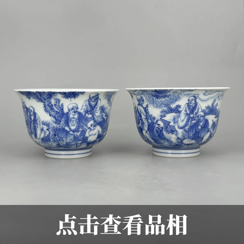 丰字号青花十八罗汉撇口对杯0927-22-200