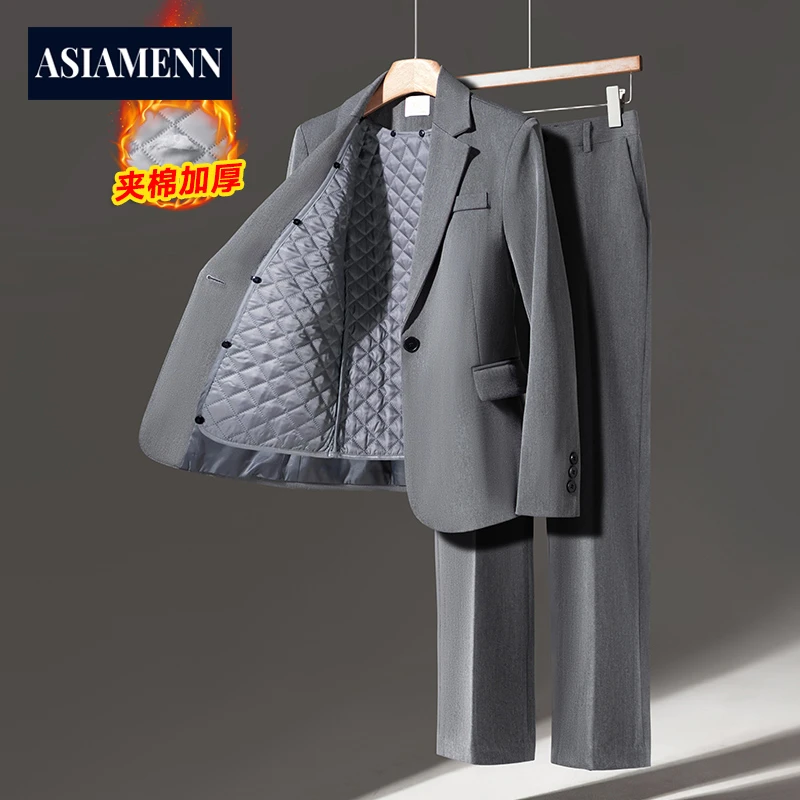 灰色阔腿西装套装女士秋冬大学生面试正装职业气质高级感西服外套
