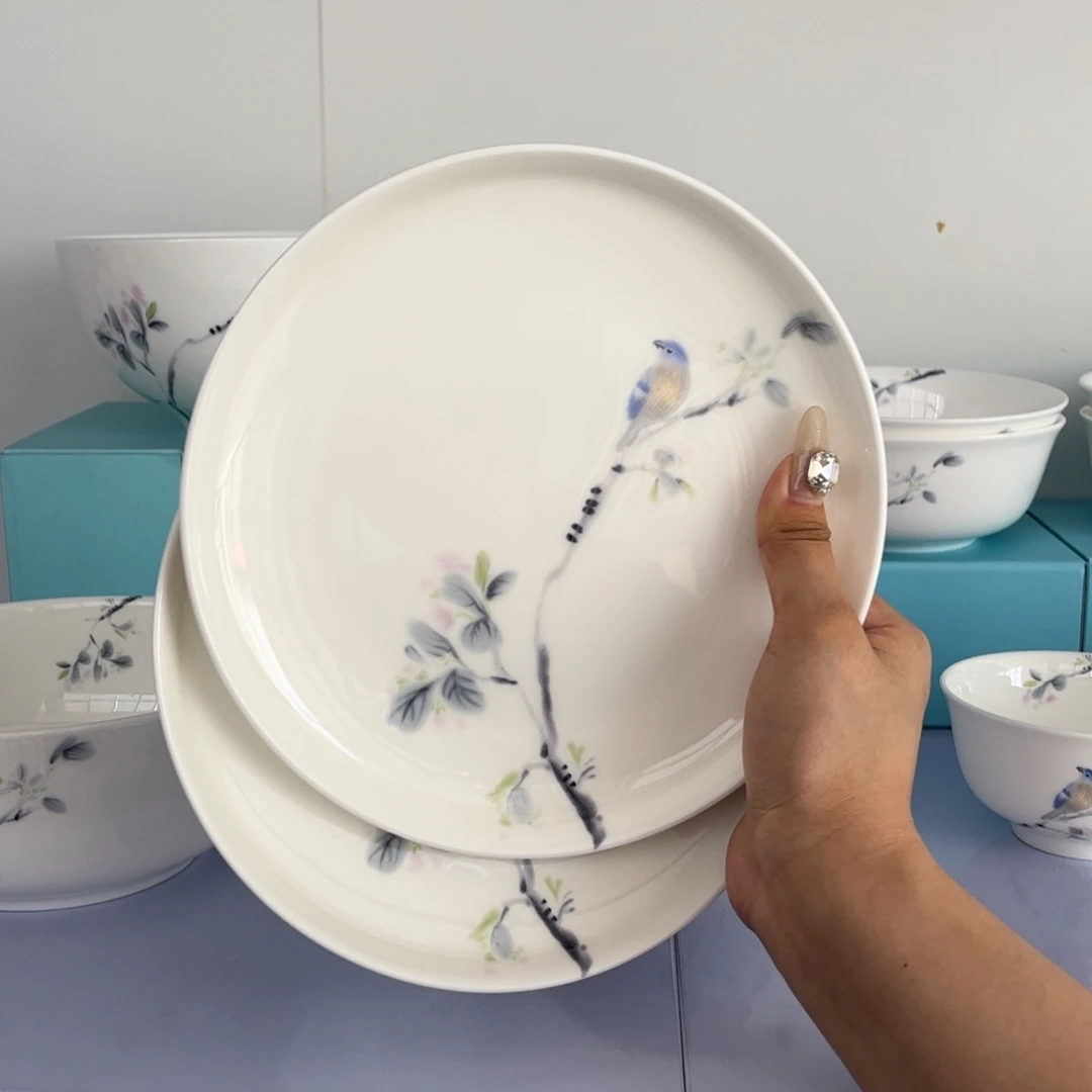 瓷片春风禾雀景德盘2只