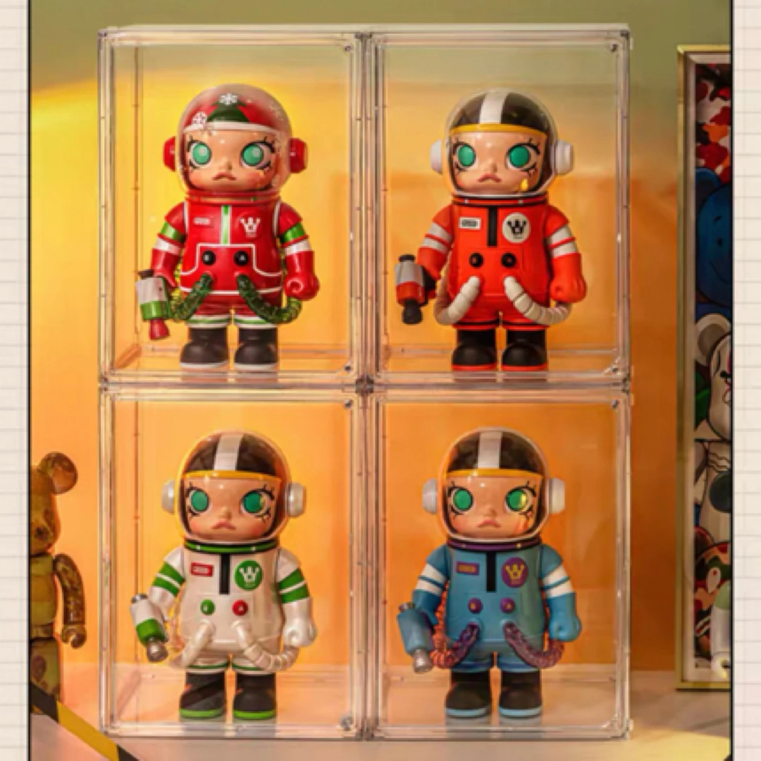 泡泡玛特400展示盒大号盲盒展示架收纳molly透明亚克力手办展示柜