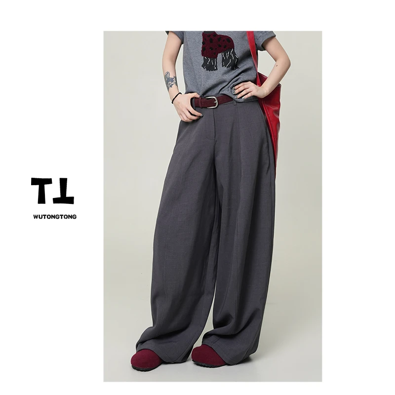 吴童童现货【巡花】夏季薄款宽松直通裤女韩版纯色休闲裤62059