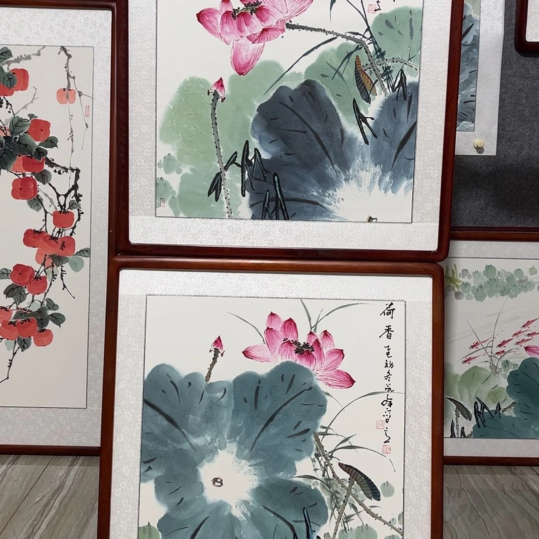 国画书画作品带框63×63