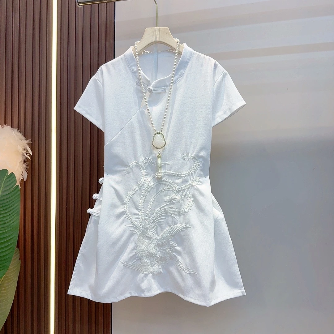 新中式时尚盘扣刺绣中式提花气质上衣百搭休闲清凉长裤女