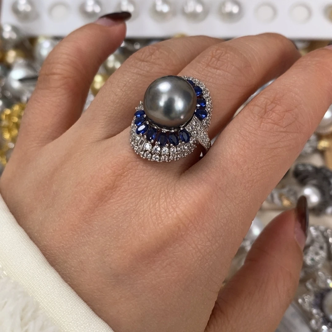 银S925镶嵌海水珍珠戒圈