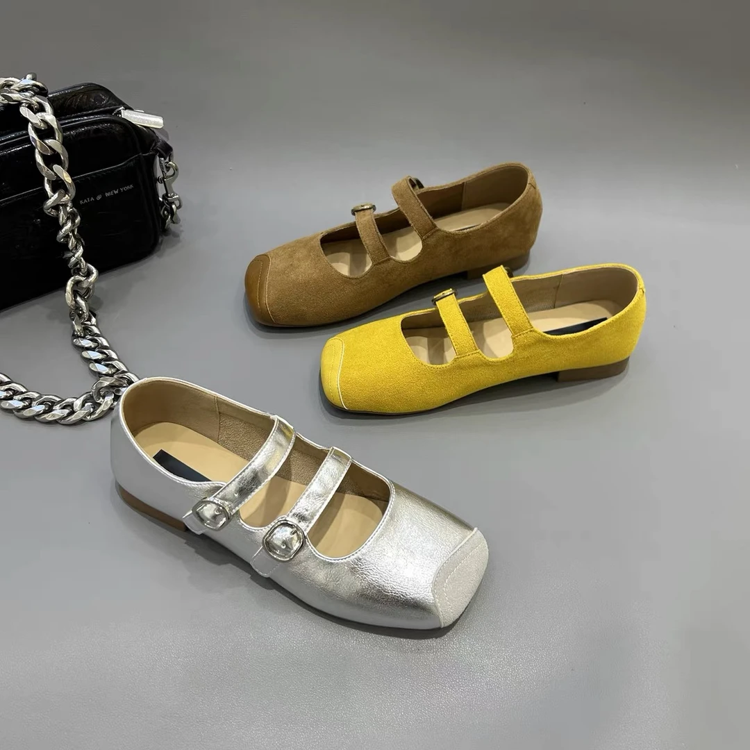 「姚姚严选」2025春季新款真皮芭蕾百搭一脚蹬玛丽珍2505-1