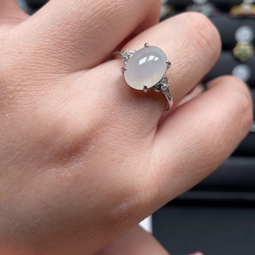 翡翠戒指银S925镶嵌戒指