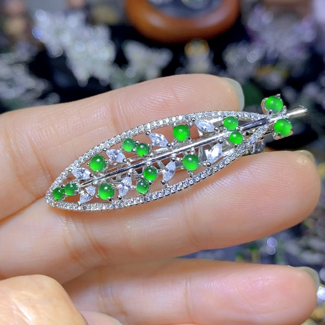 翡翠颈饰银S925镶嵌天然翡翠