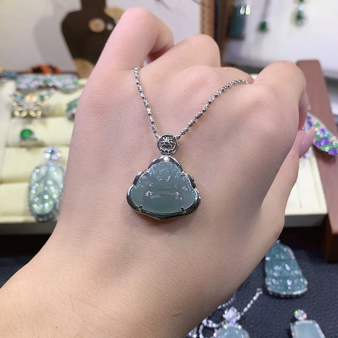 颈饰未镶嵌翡翠佛公吊坠