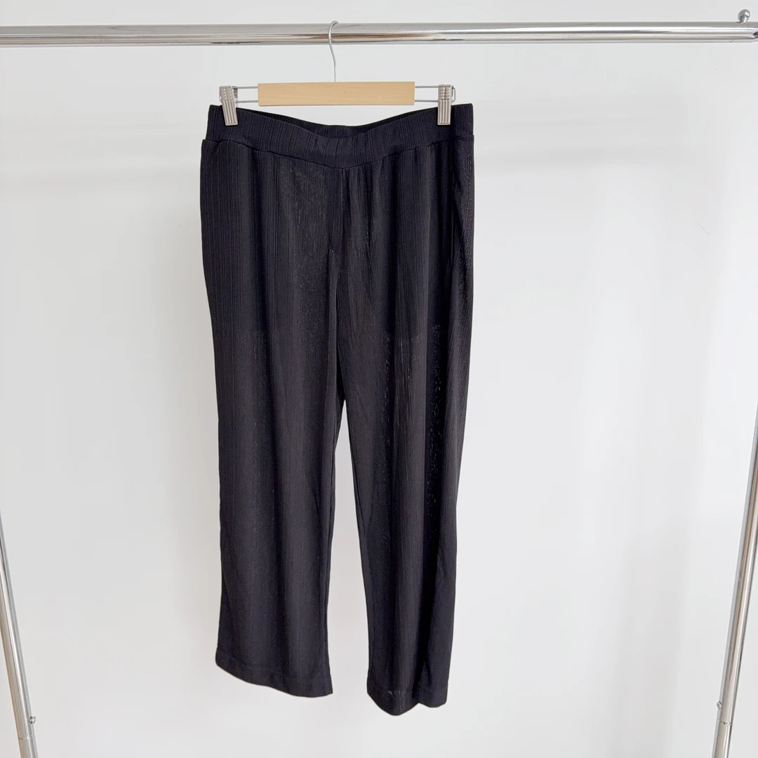 D112 黑色显瘦弹力冷感休闲裤