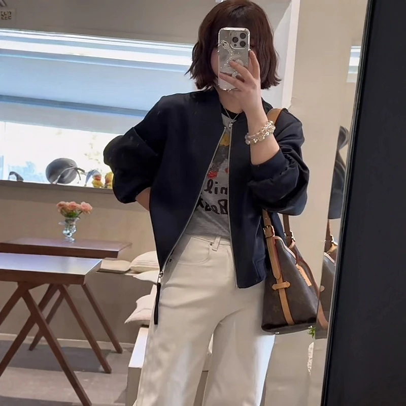 爆款高级感美式棒球服短款外套女秋季2025新款小个子休闲夹克上衣