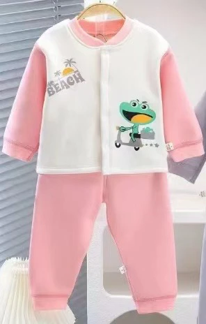 婴儿A类分体内衣保暖加绒套装无骨春秋宝宝秋衣打底秋裤儿童