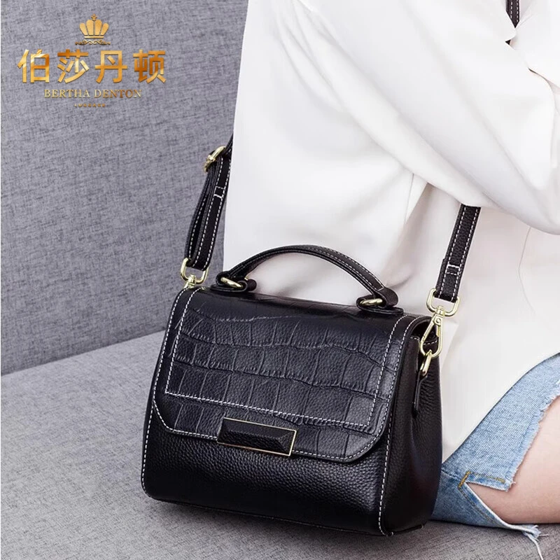 伯莎丹顿品牌真皮单肩包包女包斜挎包时尚新款通勤休闲小方包潮流