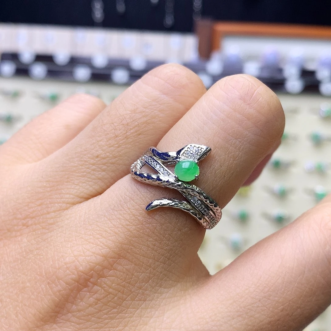 银S925镶嵌戒指翡翠