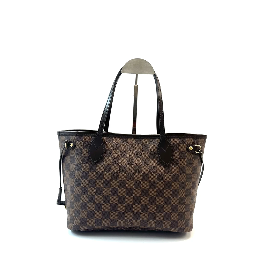 95新 LouisVuitton/路易威登 98新 neverfull 棋盘格购物袋 小号