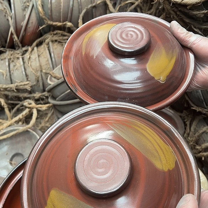 瓷精品铁红白色砂锅口径21X65两支