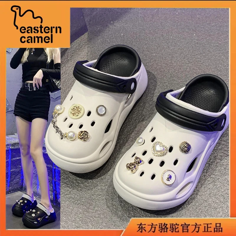 东方骆驼夏季新款凉鞋女厚底踩屎感沙滩鞋女士时尚百搭包头洞洞鞋