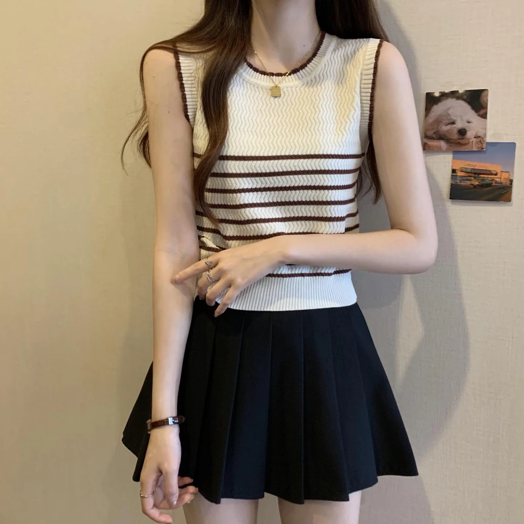 新款时尚新款好看外穿条纹吊带背心女夏季2025年新款修身显瘦内搭