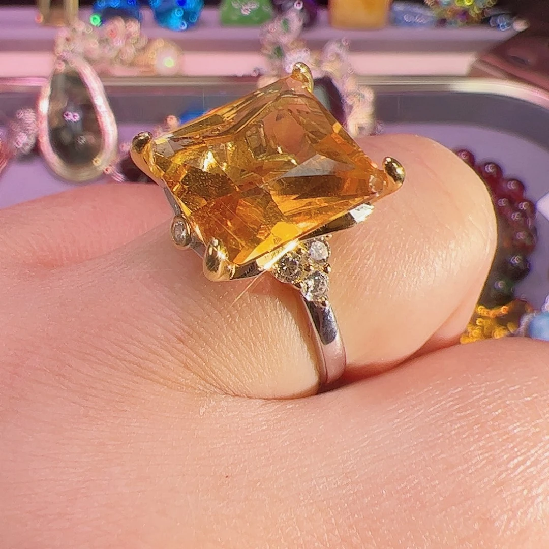 黄晶黄水晶银S925镶嵌