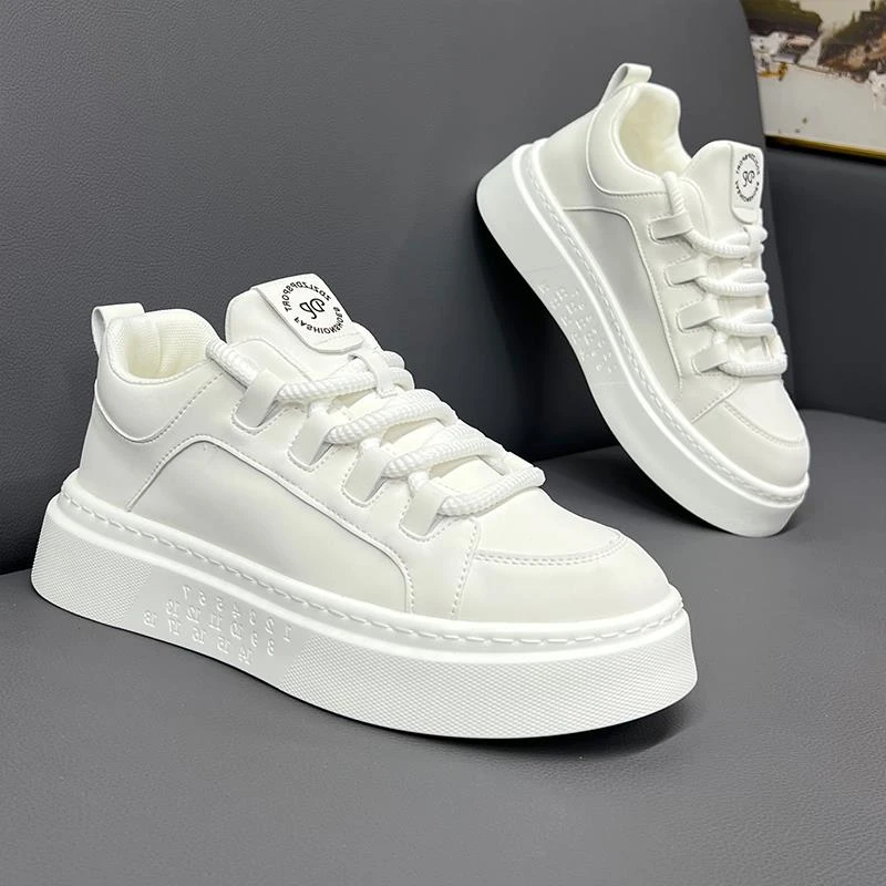 轻奢高端厚底男鞋2024秋季新款休闲舒适时尚皮面小白鞋爆款运动鞋
