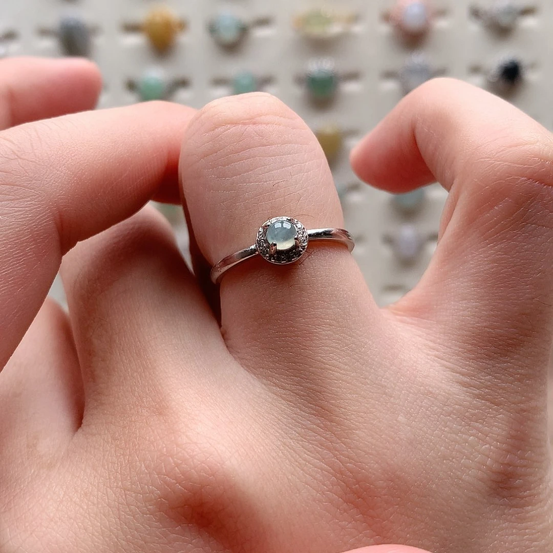 翡翠戒指银S925镶嵌0248