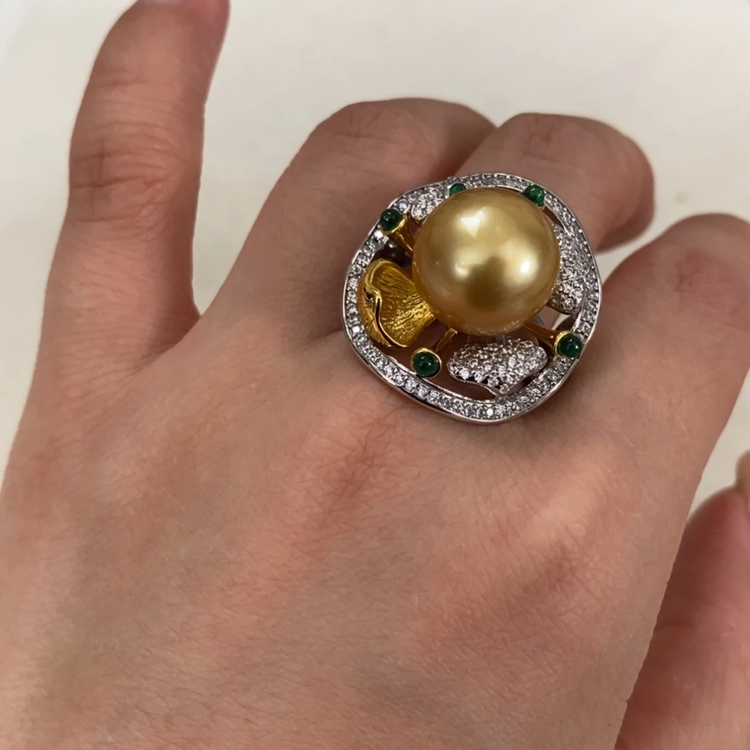 戒圈银S925镶嵌海水珍珠