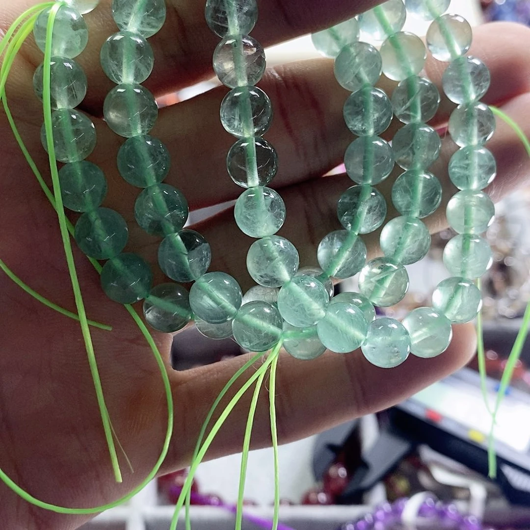 水晶手链未镶嵌绿萤石单圈手链8mm