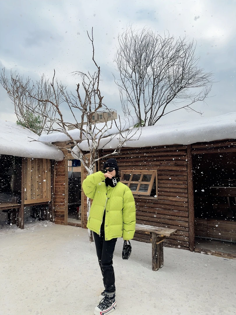 [Janunes Liu]冬季暗纹印花十字银扣休闲鹅绒羽绒服WT2156