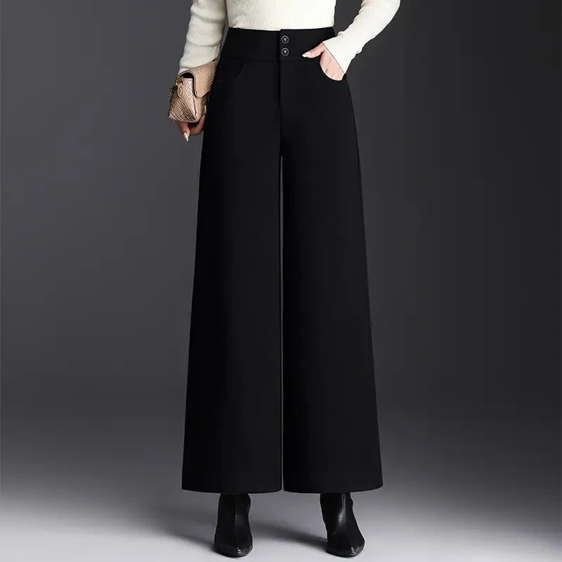 毛呢阔腿裤女秋冬2025新品直筒裤高腰遮肚显瘦休闲时尚百搭长裤子