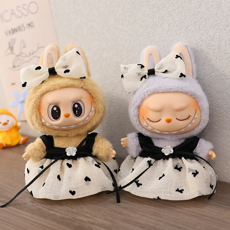 LABUBU坐坐派对娃衣服拉布布马卡龙玩偶公仔连衣裙