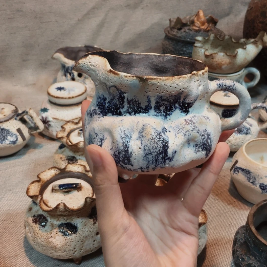 粉引三足公道一只