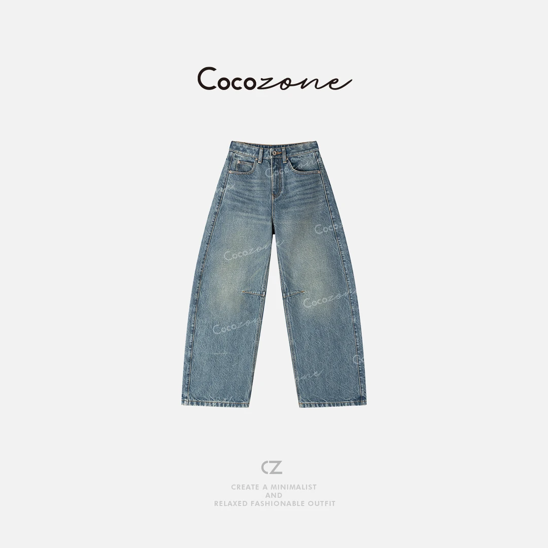 COCO ZONE 刘一一“柏林旧约”100棉复古显瘦水洗牛仔裤ACD1A0102