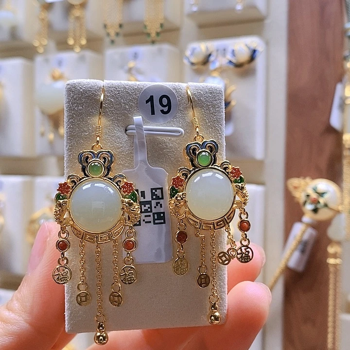 和田玉颈饰银S925镶嵌