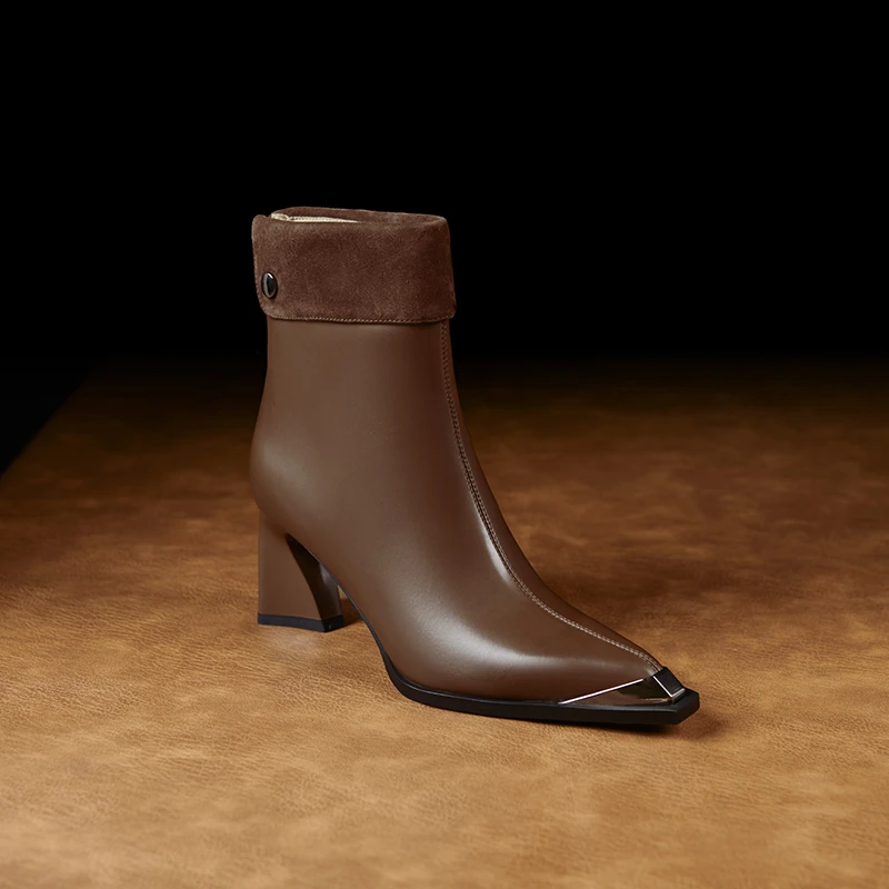 迈露迪尖头高跟鞋黑色真皮高跟鞋时尚细跟明星同款网红鞋子831