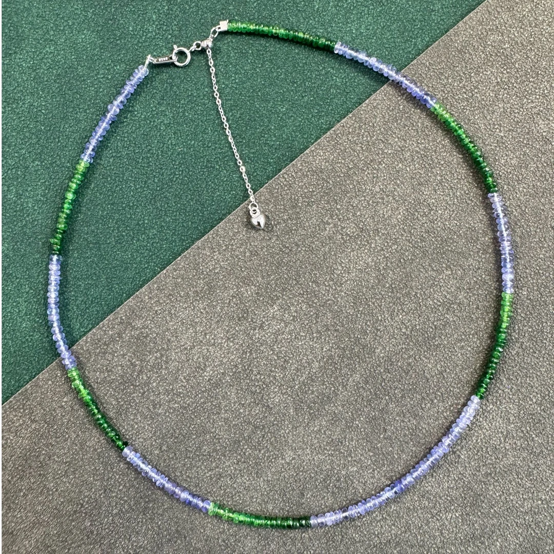 【秋季新品】莫奈后花园·坦桑石沙弗莱拼色锁骨S925银项链