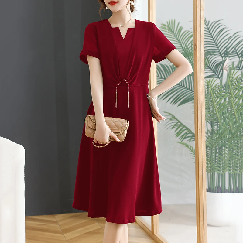 妈妈夏装连衣裙洋气2025新款中老年女装喜婆婆结婚宴礼服