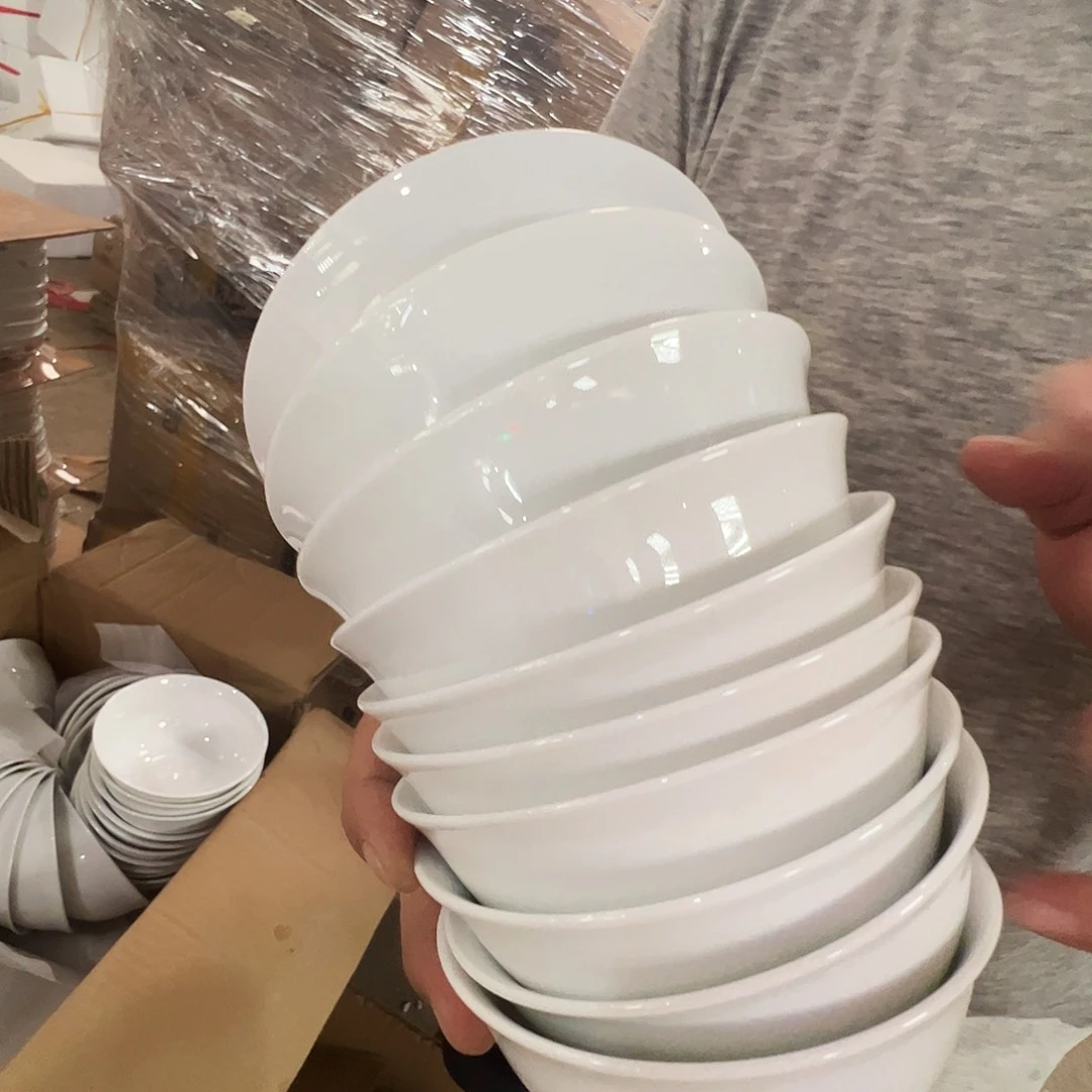 瓷片景德镇陶瓷玉泥4.75寸米饭碗10只