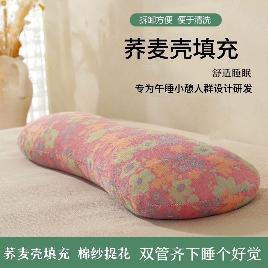 新款全棉双层纱颈椎枕圆柱骨型颈椎枕头养生枕成人糖果枕午睡枕头