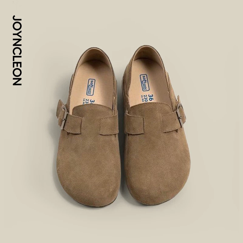 婧麒勃肯鞋女新款厚底博肯鞋一脚蹬平底豆豆单鞋百搭时尚休闲女鞋